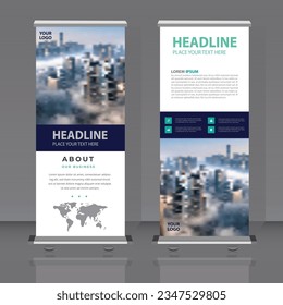 Roll up banner design template vector, abstract background, modern x-banner, rectangle size