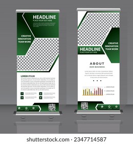 Roll up banner design template vector, abstract background, modern x-banner, rectangle size