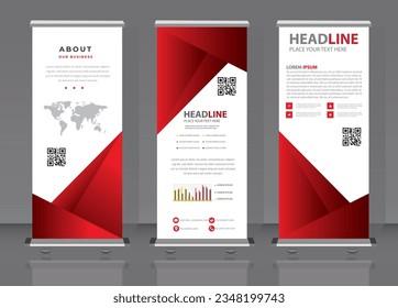 Roll up banner design template vector, abstract background, modern x-banner, rectangle size