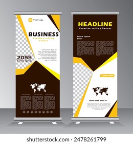 Roll up banner design template vector, Vertical banner design, pull up banner, abstract background, modern x-banner, rectangle size, Space for Image, vector eps