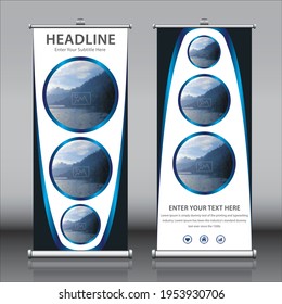 Subir vectores de plantillas de diseño de banners con Tres imágenes. Hermoso rectángulo vertical de colores tamaño x banner para presentaciones escolares, anuncios, publicaciones de exhibiciones y marketing