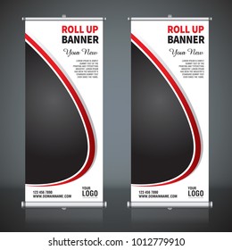 Roll up banner design template, vertical, abstract background, pull up design, modern x-banner, rectangle size. 