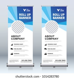 Roll up banner design template, vertical, abstract background, pull up design, modern x-banner, rectangle size. 