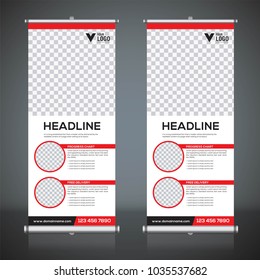 Roll up banner design template, vertical, abstract background, pull up design, modern x-banner, rectangle size. 