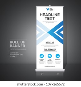 Roll up banner design template, vertical, abstract background, pull up design, modern x-banner, rectangle size. 