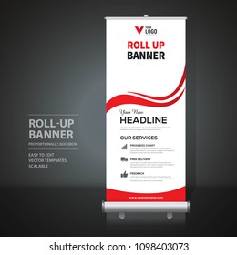 Roll up banner design template, vertical, abstract background, pull up design, modern x-banner, rectangle size. 