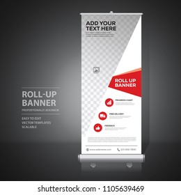 Roll up banner design template, vertical, abstract background, pull up design, modern x-banner, rectangle size. 