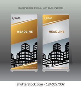 Roll up banner design template, vertical, abstract background, pull up design, modern x-banner .Vector template design,for advertising