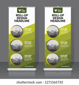 Roll up banner design template, vertical, abstract background, pull up design, modern x-banner, rectangle size. 