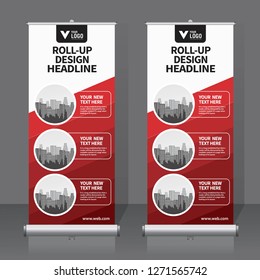 Roll up banner design template, vertical, abstract background, pull up design, modern x-banner, rectangle size. 