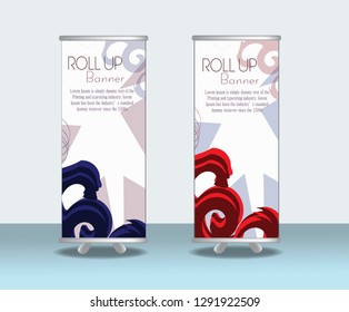 Roll up banner design template, vertical, abstract background, pull up design, modern x-banner, rectangle size