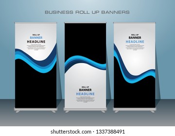 Roll up banner design template, vertical, abstract banner background, pull up design, modern x-banner, rectangle size