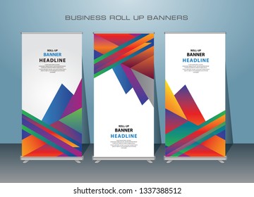 Roll up banner design template, vertical, abstract banner background, pull up design, modern x-banner, rectangle size