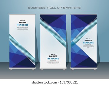 Roll up banner design template, vertical, abstract banner background, pull up design, modern x-banner, rectangle size