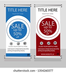 Roll up banner design template, vertical, abstract background, pull up design, modern, rectangle size. - Vector