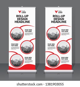 Roll up banner design template, vertical, abstract background, pull up design, modern x-banner, rectangle size. 