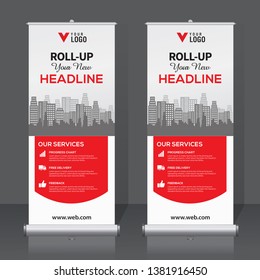 Roll up banner design template, vertical, abstract background, pull up design, modern x-banner, rectangle size. 