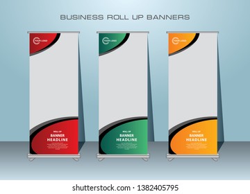 Roll up banner design template, vertical, abstract banner background, standing banner template design.