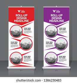 Roll up banner design template, vertical, abstract background, pull up design, modern x-banner, rectangle size. 