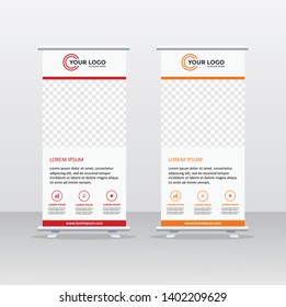 Roll up banner design template, vertical, abstract background, pull up design, modern x-banner, rectangle size.