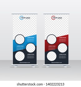 Roll up banner design template, vertical, abstract background, pull up design, modern x-banner, rectangle size.