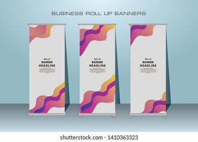 Roll up banner design template, vertical, abstract banner background, pull up design, modern x-banner, rectangle size 