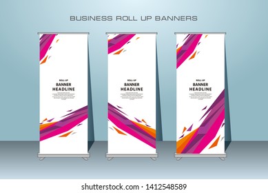 Roll up banner design template, vertical, abstract banner background, pull up design, modern x-banner, rectangle size 