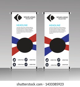 Roll Up Banner Design Template, Vertical, Abstract Background, Pull Up Design, Modern X-banner, Rectangle Size.