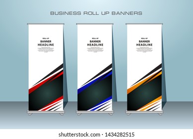 Roll up banner design template, vertical, abstract banner background, pull up design, modern x-banner, rectangle size