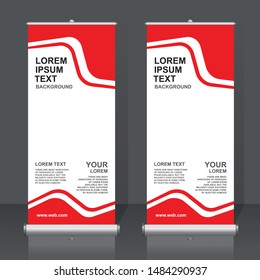 Roll up banner design template, vertical, abstract background, pull up design, modern x-banner, rectangle size. 