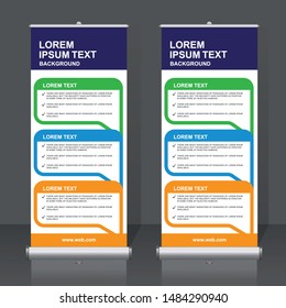 Roll up banner design template, vertical, abstract background, pull up design, modern x-banner, rectangle size. 