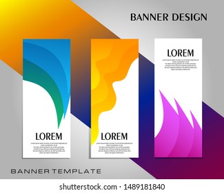 Roll up banner design template, vertical, Colorful abstract banner background, pull up design, modern x-banner, rectangle size