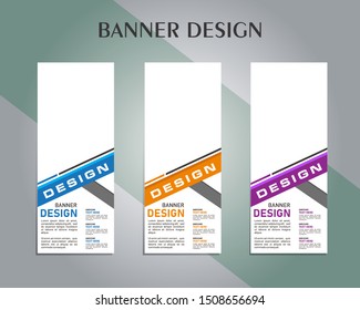 Roll up banner design template, vertical, Colorful abstract banner background, pull up design, modern x-banner, rectangle siz