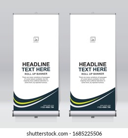 Roll up banner design template, vertical, abstract background, pull up design, modern x-banner, rectangle size. 