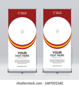 Roll up banner design template, vertical, abstract background, pull up design, modern x-banner, rectangle size. 