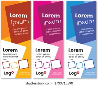Roll up banner design template, vertical, abstract background, pull up design, modern x-banner, rectangle size.
