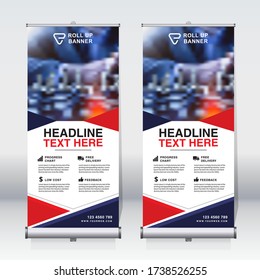 Roll Up Banner Design Template, Vertical, Corporate Background, Pull Up Design, Modern Retractable Banner, Rectangle Size. 