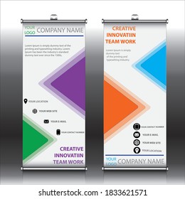 Roll up banner design template, vertical, abstract background, pull up design, modern x-banner, rectangle size
