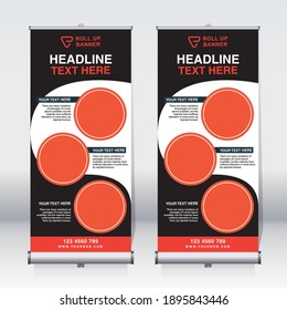 Roll up banner design template, vertical, corporate background, pull up design, modern retractable banner, rectangle size.