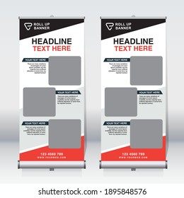 Roll up banner design template, vertical, corporate background, pull up design, modern retractable banner, rectangle size.