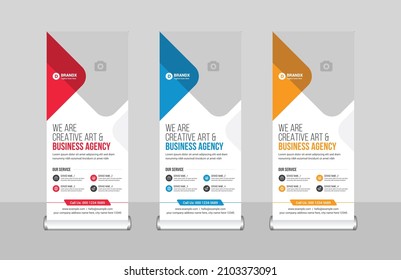 Roll up banner design template, vertical, abstract background, pull up design, modern x-banner, rectangle size, Corporate banner, Pop up banner, Creative banner