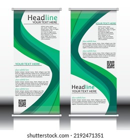 Roll up banner design template, vertical, abstract background, pull up design, modern x-banner, rectangle size.