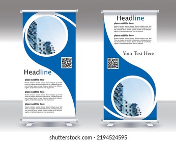 Roll up banner design template, vertical, abstract background, pull up design, modern banner