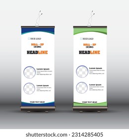 Roll up banner design template, vertical, abstract background, pull up design, modern x-banner, rectangle size