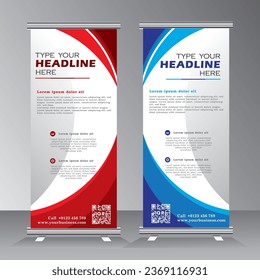 Roll-up Banner Design-Vorlage, vertikale Banner-Template-Design, Business-Stand-Vorlage. modernes x-banner und Standbanner, Ziehen Sie Banner, Vektor eps10.