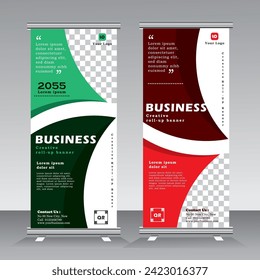Roll up banner design template, vertical banner template design for business, standee banner. modern x-banner, pull up banner