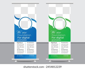 Roll up banner design template, vertical, abstract background, pull up design, modern corporate, rectangle size.