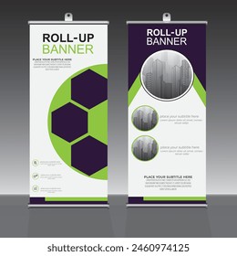 Roll up banner design template, vertical, corporate background, pull up design, modern rectangle size