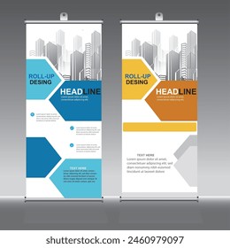 Roll up banner design template, vertical, corporate background, pull up design, modern rectangle size