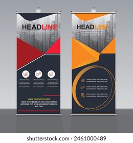 Roll up banner design template, vertical, corporate background, pull up design,  vector, abstract geometric background, modern x-banner and flag-banner,rectangle size.